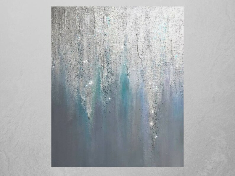 Sold Abstract Glitter Art On Canvas Silver Glitter Etsy