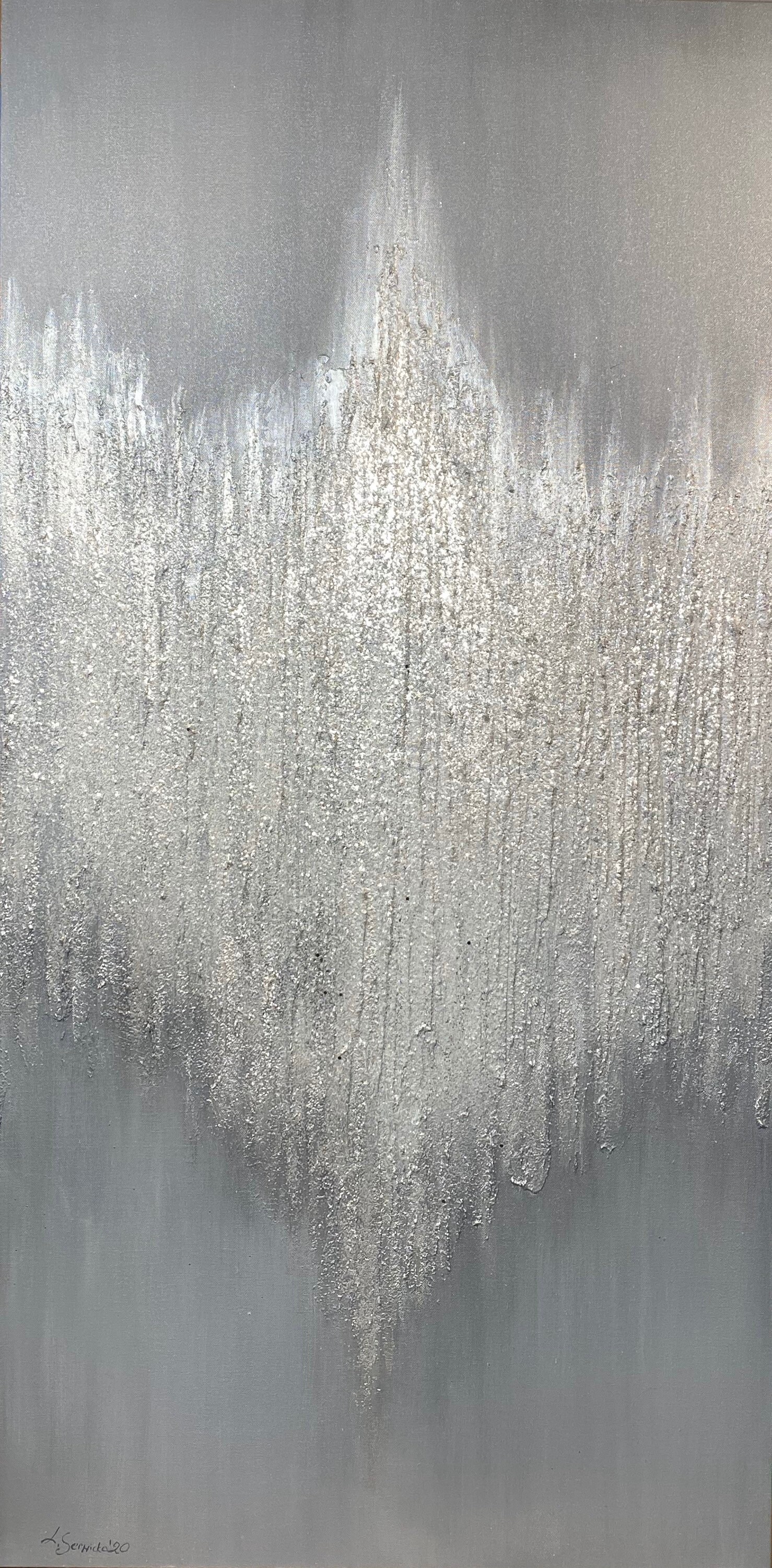 Abstract Glitter Art on Canvas Silver Glitter Bird Etsy