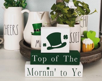 Top of the Morning To Ya | St. Patrick's Day Tiered Tray Decor | St Patricks Day Blocks