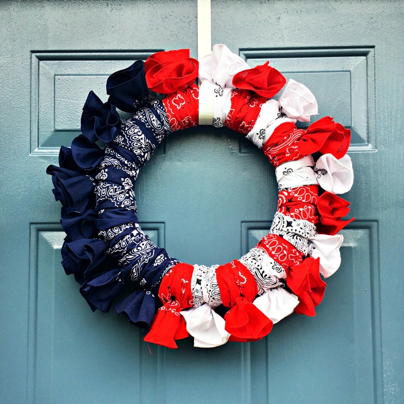 Fourth of July Wreath Bandana Wreath Patriotic Wreath Memorial Day Wreath image 1