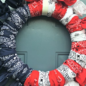 Fourth of July Wreath Bandana Wreath Patriotic Wreath Memorial Day Wreath image 2