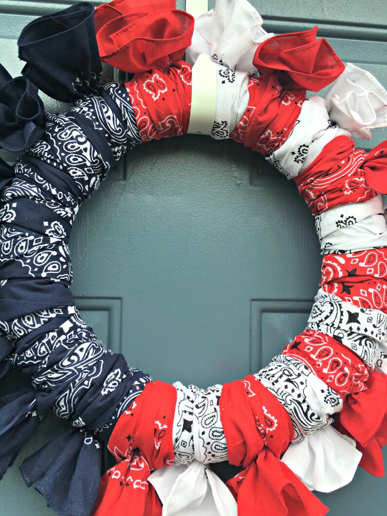 Fourth of July Wreath Bandana Wreath Patriotic Wreath Memorial Day Wreath image 2