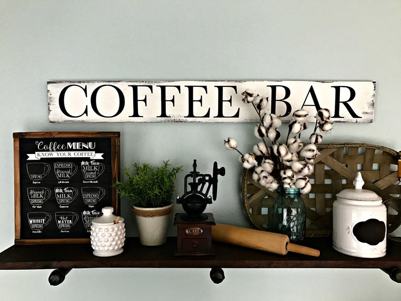 Coffee Bar Sign Coffee Bar Decor Kitchen Coffee Sign Vintage Coffee Sign image 3