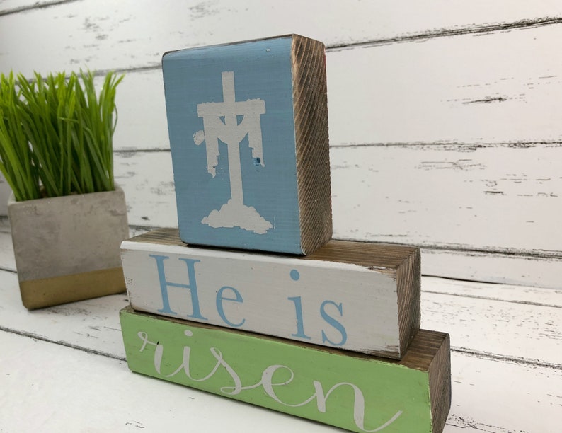 He is Risen Sign He is Risen Blocks Easter Decor Spring Etsy