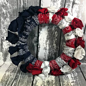 Fourth of July Wreath Bandana Wreath Patriotic Wreath Memorial Day Wreath image 4