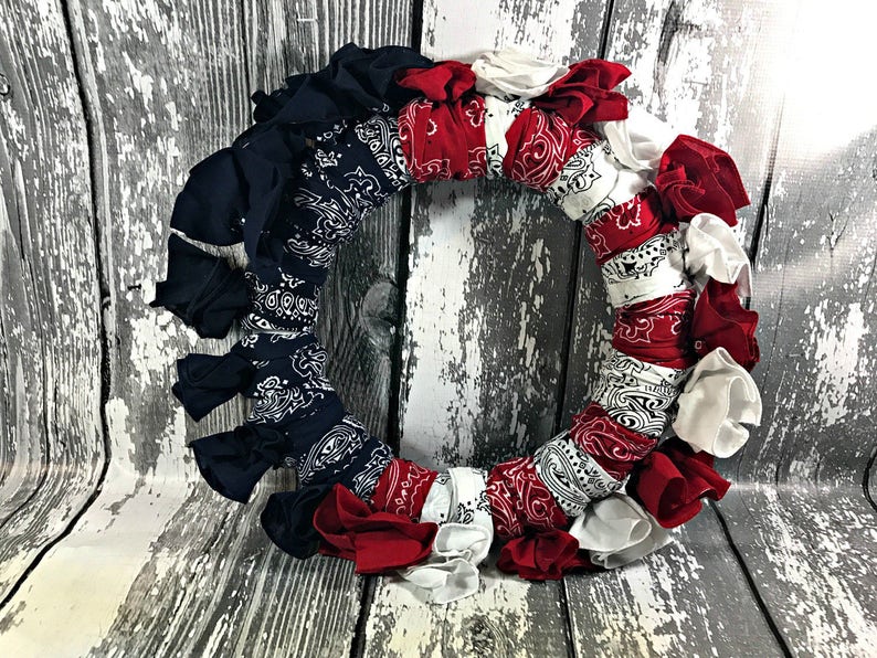 Fourth of July Wreath Bandana Wreath Patriotic Wreath Memorial Day Wreath image 4