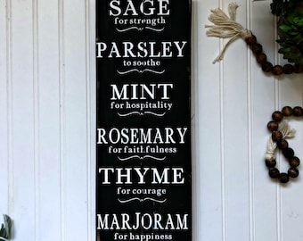 Herb Meanings Sign | Kitchen Sign | Garden Sign | Farmhouse Decor | Parsley Sage Mint Rosemary Thyme