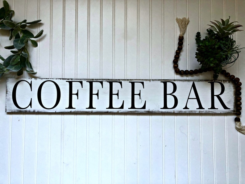 Coffee Bar Sign Coffee Bar Decor Kitchen Coffee Sign Vintage Coffee Sign image 1