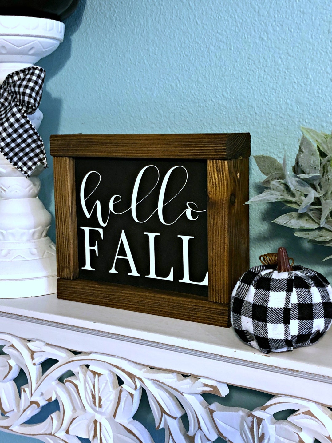 Fall Table Sign Hello Fall Sign | Fall Tiered Tray Sign | Fall Farmhouse Decor - Etsy