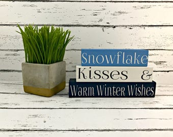 Snowflake Kisses and Warm Winter Wishes -| Winter Home Decor | Winter Tiered Tray Decor