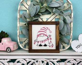 Valentine Gnome Sign | Valentine Tiered Tray Sign | Farmhouse Valentine's Day Decor | Gnome Lover