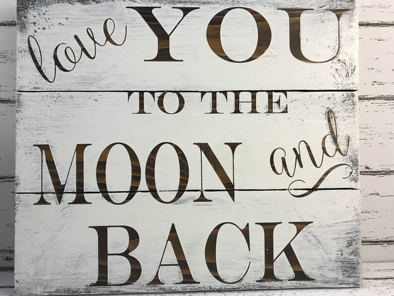 Ik hou van je naar de maan en terug teken hout kwekerij | Etsy