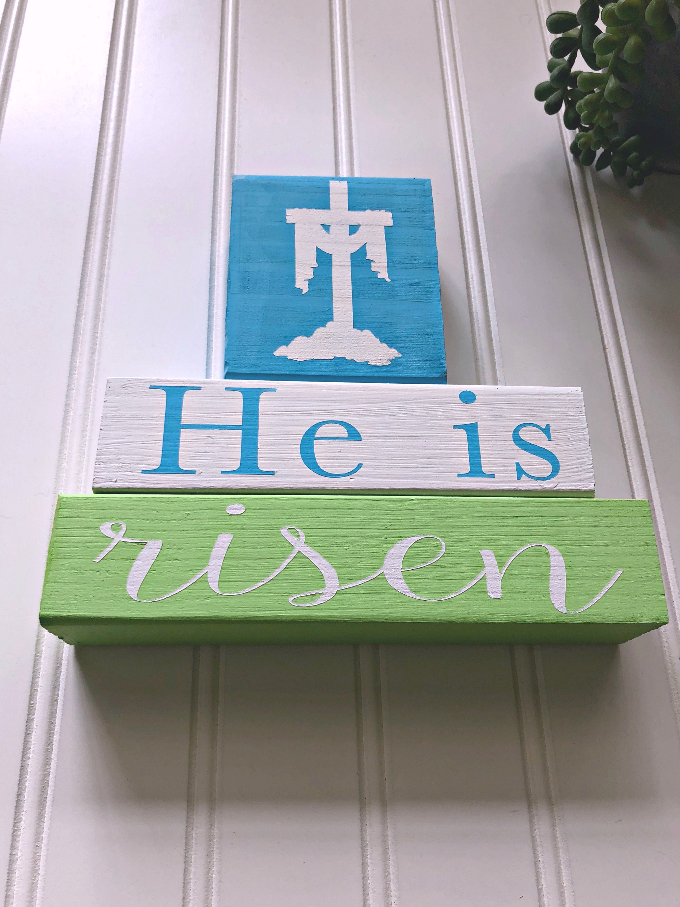 He is Risen Sign He is Risen Blocks Easter Decor Spring Etsy
