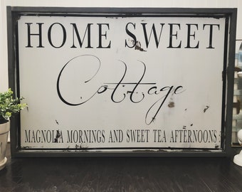 Home Sweet Home Sign | Home Sweet Cottage Sign | Living Room Sign | Sign for Above Couch