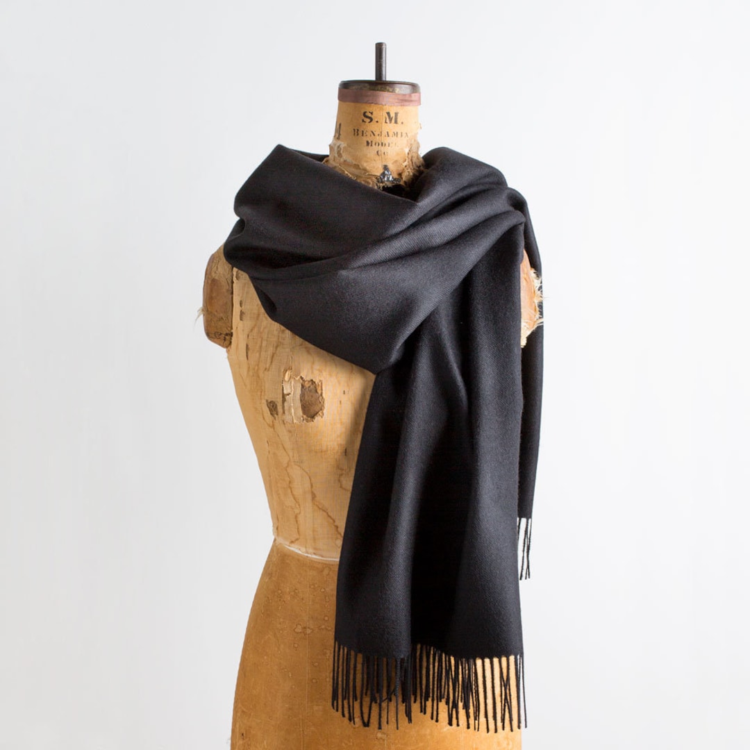 Maloca 100% Baby Alpaca Oversized Scarf Shawl-black, Lusciously