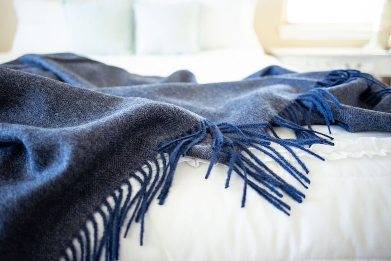 Baby Alpaca Throw Blanket, Navy Blue, 100 Pure Baby Alpaca, Super Cozy