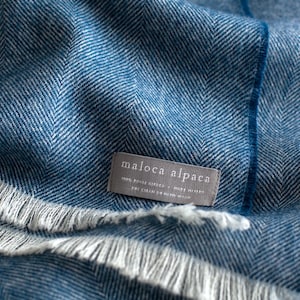 Maloca Alpaca 100% Pure Royal Alpaca Misti Throw | Hypoallergenic | Softer then Cashmere | Warmer and Stronger then Sheep Wool | Indigo