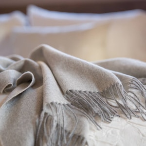 Baby Alpaca Throw Blanket, Light Grey, 100% Pure Baby Alpaca, Super Cozy & Soft Throw/blanket scarf, Exceptional Quality, The Perfect Gift!