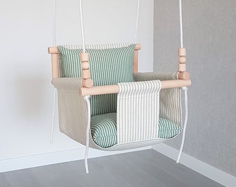 Natural Linen Baby Swing: Indoor Toddler Room Decor
