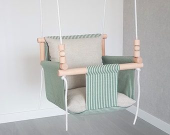 Linen Baby Swing: Comfortable Toddler Indoor Swing