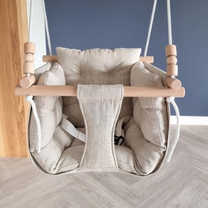 Royal Baby Swing Melange Natural Linen/Baptism Gift/Toddler Swing/Natural Swing/Linen Swing/Indoor Swing/First Birthday Gift/Swing Chair