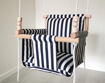Cotton Canvas Baby Swing: Montessori Toddler Indoor Hanging Chair