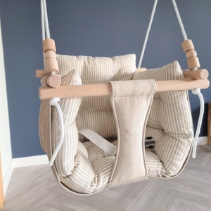 Baby Swing. Schaukel. Indoor Outdoor. Kinderschaukel. Balançoire, Fabric 2 in 1 Swing. Baby Gift. Baby Shower Gift, Handmade Linen Swing.