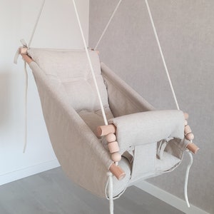 Natural Linen Swing/Kids Hammock/Child Swing/Christening Gift/Linen Swing/ Indoor Swing/First Birthday Gift/ Kids Furniture / Hammock