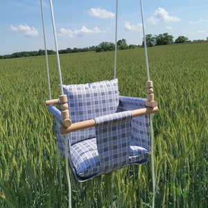 Waterproof Grey Outdoor Indoor Kids Swing. Toddler Swing With Pillows.