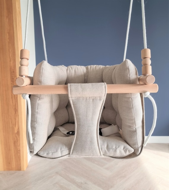 Royal Baby Swing Natural Linen baptism Gift toddler Swing natural