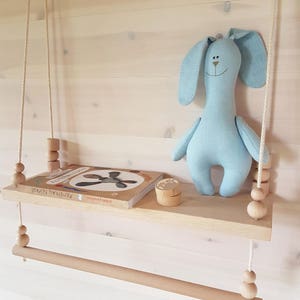 Wooden Swing Shelf / Hanging Rack / Kids Clothes Rack / Nursery Decor / Swing Shelf Clothes Organizer image 3