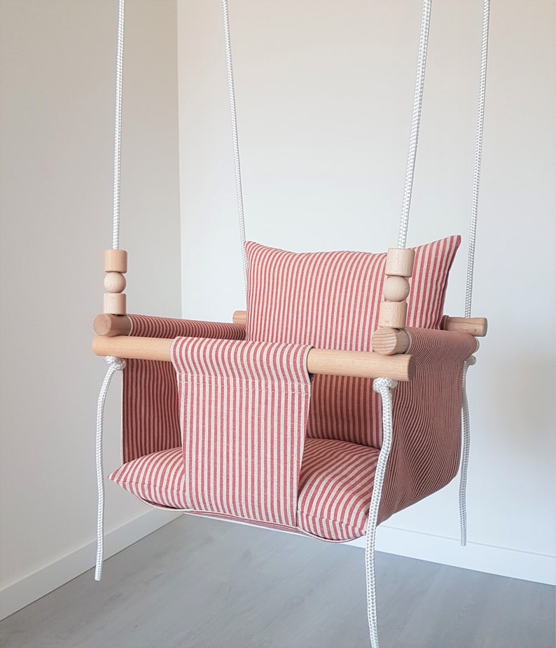Baby Swing Deluxe Linen/Toddler Swing/Stripe Linen Etsy