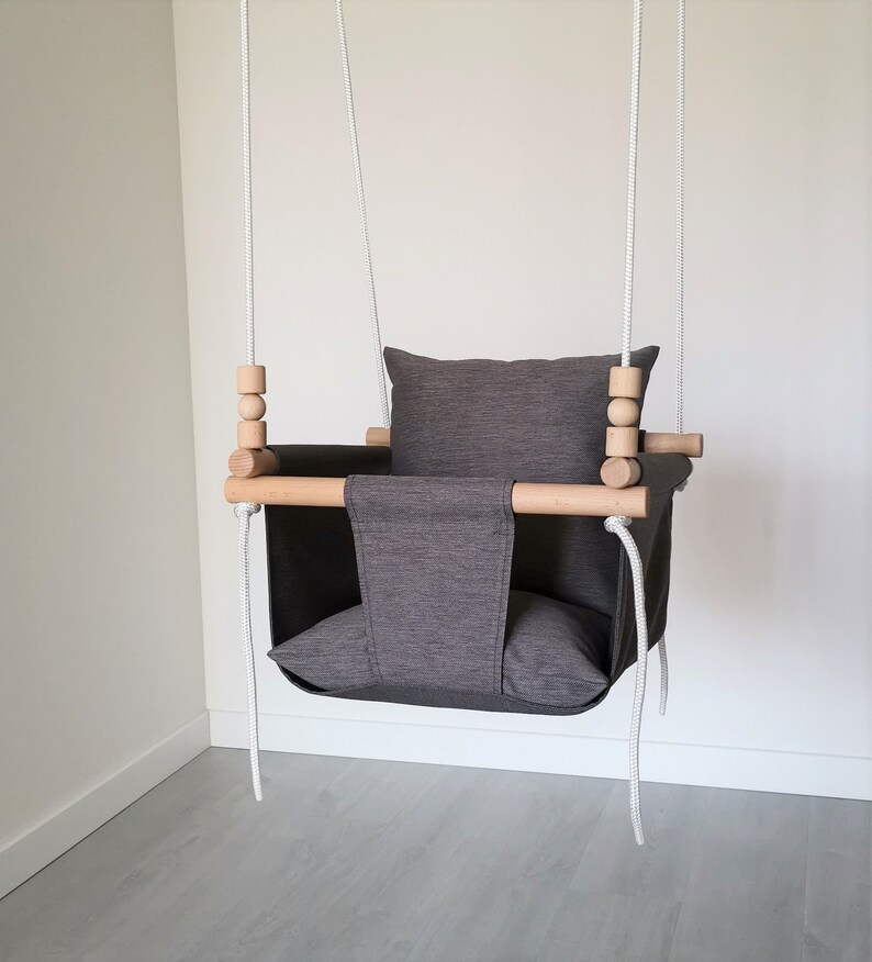 Weatherproof Dark Grey Baby Swing Outdoor Indoor Swing Toddler Swing Baptism Gift Swing Waterproof Swing Swing Chair Hammock Kids Swing