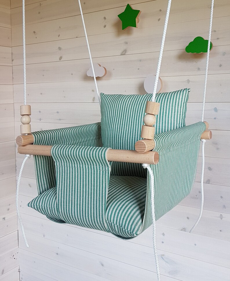 Baby Swing Deluxe Linen/toddler Swing/stripe Linen Etsy UK