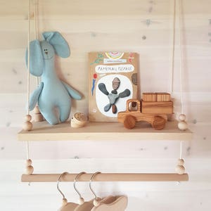 Wooden Swing Shelf / Hanging Rack / Kids Clothes Rack / Nursery Decor / Swing Shelf Clothes Organizer image 1