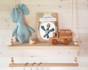 Wooden Swing Shelf / Hanging Rack / Kids  Clothes Rack / Nursery Decor /  Swing Shelf /