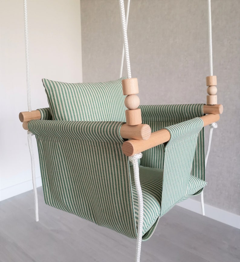 Baby Swing Deluxe Linen/Toddler Swing/Stripe Linen Etsy