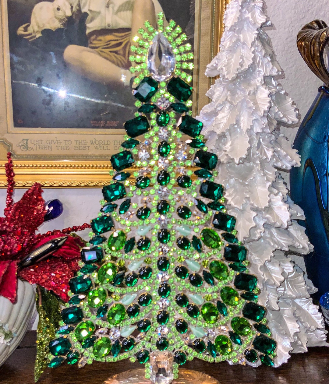 Vintage Czech Christmas Tree, Vintage Rhinestone Tree, Vintage, Vintage Christmas Decoration