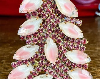 Vintage Green Czech Rhinestone Christmas Tree, Vintage Christmas Decoration, Rhinestone Tree, Holiday Decoration, Christmas Ornament