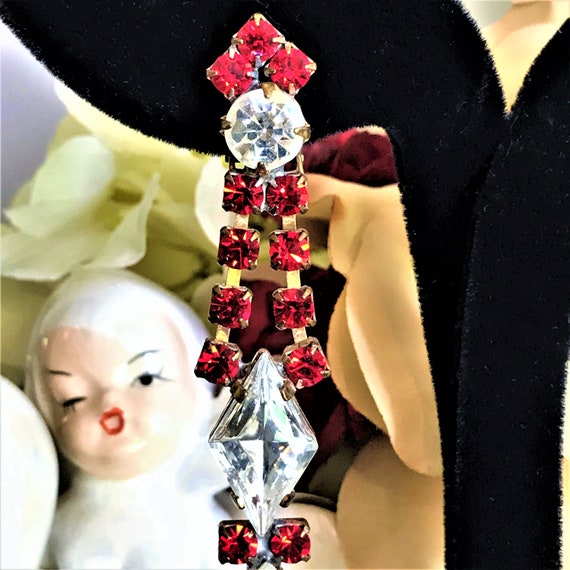 Ruby Red Statement Earrings, Boho Chic, Vintage C… - image 9