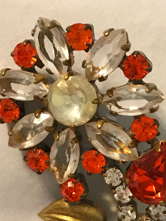 Flower Power 1960/'s Flower Brooch Hippie Brooch Brown and Orange
