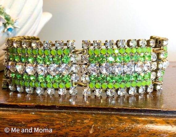 Vintage Green Bracelet, Retro Green Bracelet, Gre… - image 8