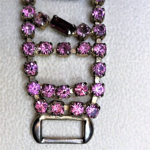 Vintage Purple Bracelet, Pink Rhinestone Bracelet… - image 7