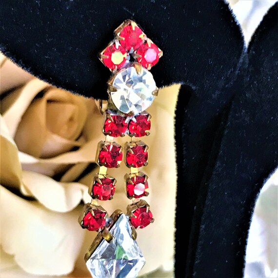 Ruby Red Statement Earrings, Boho Chic, Vintage C… - image 7