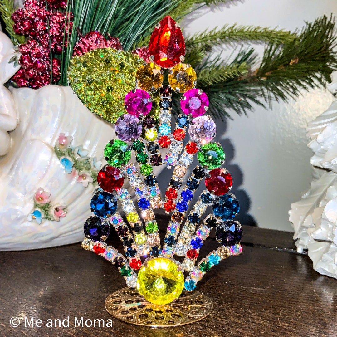 Vintage Czech Christmas Tree, Vintage Rhinestone Tree, Vintage Christmas Decoration, Retro