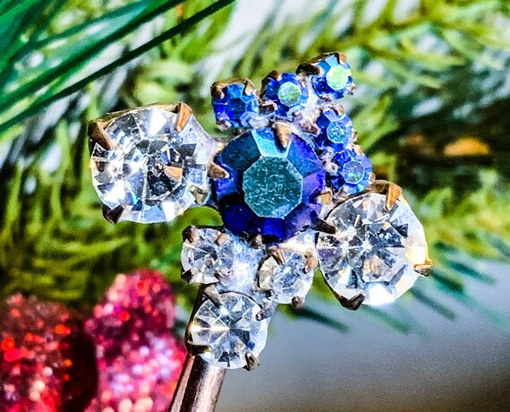 Blue Vintage Hair Pin, Vintage Bobby Pin, Crystal… - image 8