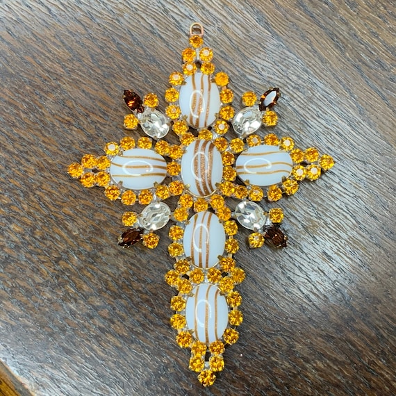 Vintage Wall Cross Gold Vintage Cross Rhinestone Pendant Etsy