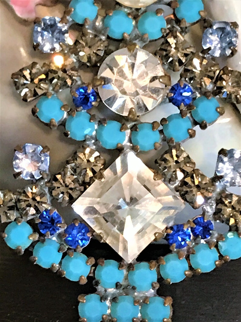 Christmas Jewelry Estate Jewelry Czech Rhinestone Christmas Tree Brooch Vintage Blue Christmas Tree Pin Holiday Jewelry