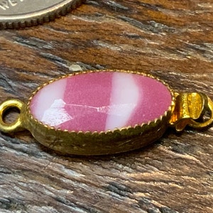 Vintage single strand stone box clasp marked Czechoslovakia, Vintage box clasp, Oval box clasp, Gemstone clasp
