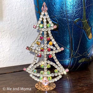 Czech Rhinestone Christmas Tree, Vintage Christmas Decoration, Rhinestone Tree, Tabletop Tree, Holiday Decoration, Christmas Ornament
